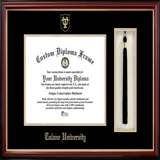 Tulane University 11w x 8.5h Tassel Box and Diploma Frame {1}