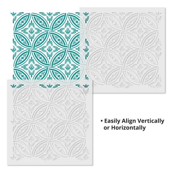 German Interlocking Circles Wallpaper Wall Stencil | 3608 by Designer Stencils | Pattern Stencils | Reusable Stencils for Painting | Safe & Reusable Template for Wall Decor | Try This Stencil Instead of a Wallpaper | Easy to Use & Clean {3}