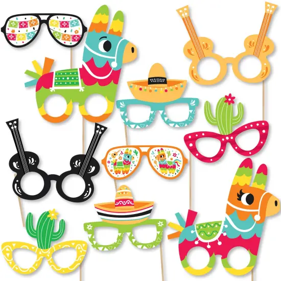 Big Dot of Happiness Pinata Party Glasses - Paper Card Stock Colorful Fiesta Photo Booth Props Kit - 10 Count {1}