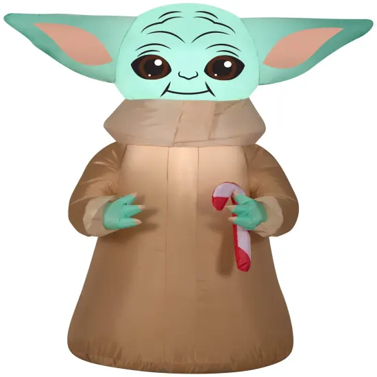3.5' Gemmy Airblown Inflatable Christmas Mandalorian "The Child" Grogu w/ Candy Cane 119257 {1}