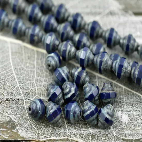 *19* 7x6mm Navy Blue Travertine Mini Turbine Beads {6}