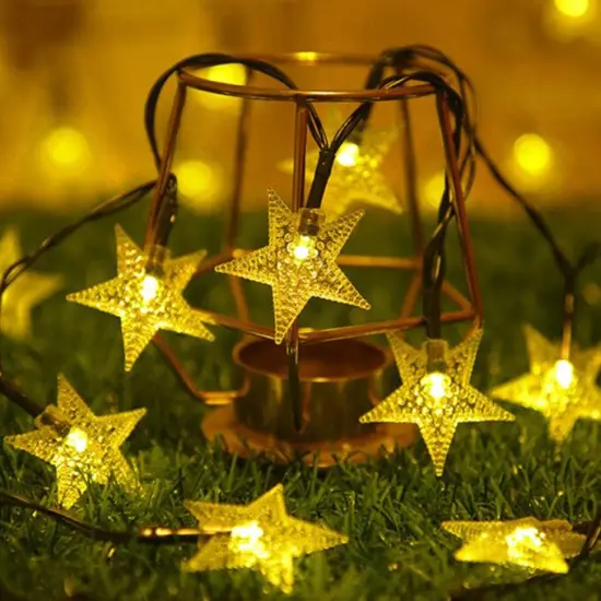 Perfect Holiday 100 LED Solar String Light - Star - Warm White {1}