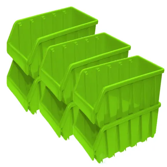 Plastic Storage Stacking Bins Green Set of 3 {1}