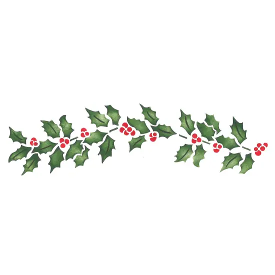 Holly Garland Wall Stencil | 2565 by Designer Stencils | Floral Stencils | Reusable Art Craft Stencils for Painting on Walls, Canvas, Wood | Reusable Plastic Paint Stencil for Home Makeover | Easy to Use & Clean Art Stencil {1}