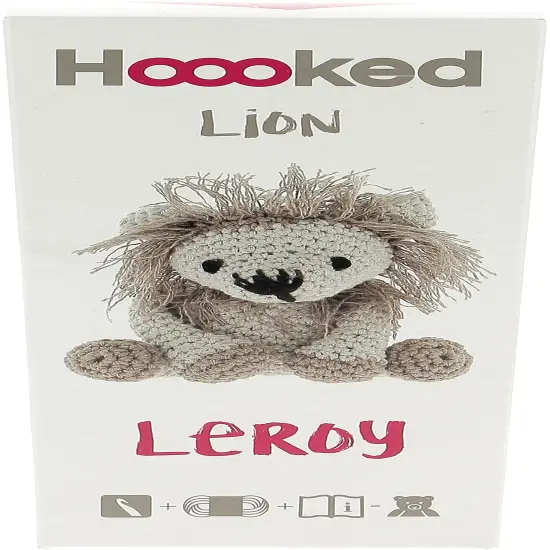 Hoooked Amigurumi DIY Kit W/Eco Barbante Yarn-Lion Leroy - Beige & Taupe {1}