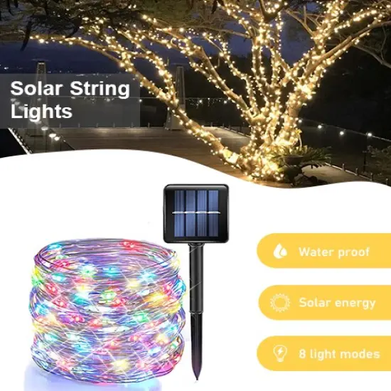 Perfect Holiday Solar Powered 200 LED Copper Wire Fairy Light Warm white {4}