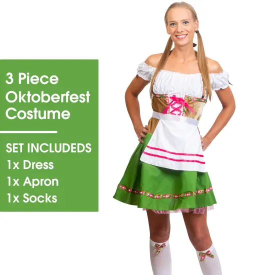 Oktoberfest Beer Girl Costumes - German Bavarian Traditional Womens Oktober Fest Dirndl Dress (Medium) {4}