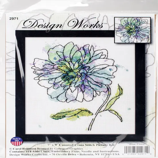 Design Works Counted Cross Stitch Kit 8"X10"-Blue Floral {1}