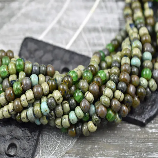 2/0 Aged Neptune Striped Picasso Czech Seed Beads (20" Strand) {4}
