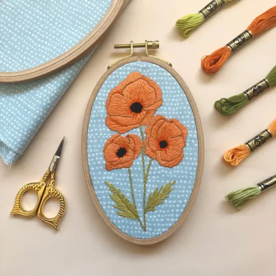 MCreativeJ Poppies - Intermediate Hand Embroidery DIY Craft Kit {4}