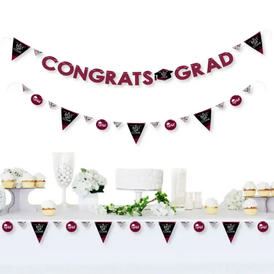 Big Dot of Happiness Maroon Grad - Best is Yet to Come -Burgundy Letter Banner Decoration - 36 Banner Cutouts and Congrats Grad Banner Letters {3}
