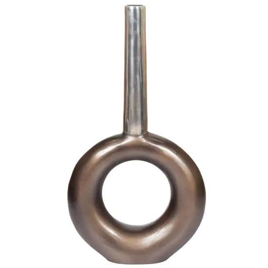 Decorative Centerpiece Aluminium-Casted Table Flower Vase, Two Tone Brass Antique 22.75 Inch {4}