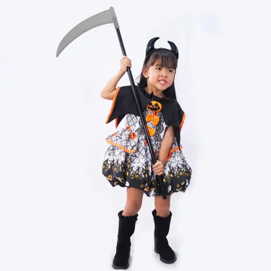 Skeleteen Grey Death Scythe Staff - Grim Reaper Death Costume Accessories Weapon Scythe Prop {3}