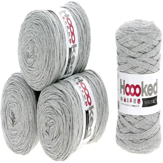 Multipack of 4 - Hoooked Ribbon XL Yarn-Silver Gray {1}