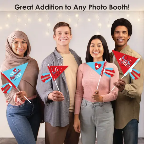 Big Dot of Happiness Thank You Nurses - Triangle Nurse Appreciation Week Photo Props - Pennant Flag Centerpieces - Set of 20 {6}