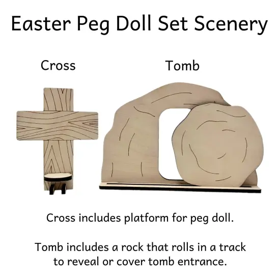 Easter Peg Doll Set with Cross and Tomb by Pegsies&trade; {5}