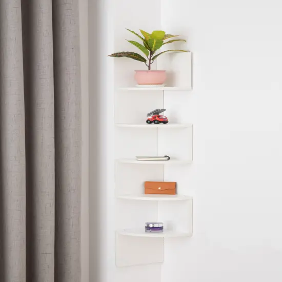 5 Tier Wall Mount Corner Shelf Black {6}