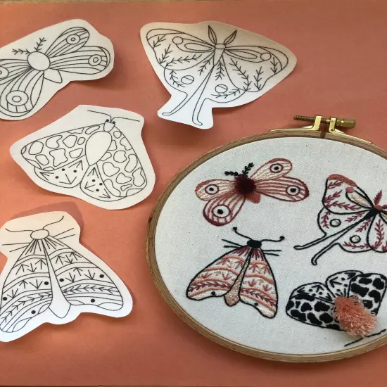 MCreativeJ Moths - Peel Stick and Stitch Hand Embroidery Patterns for DIY Crafting {1}