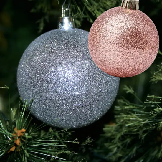 R N' D Toys 100 Rose Gold and Silver Christmas Ornament Balls Shatterproof + 100 Metal Ornament Hooks, Hanging Ornaments for Indoor/Outdoor Christmas Tree, Holiday Party, Home D&eacute;cor {3}