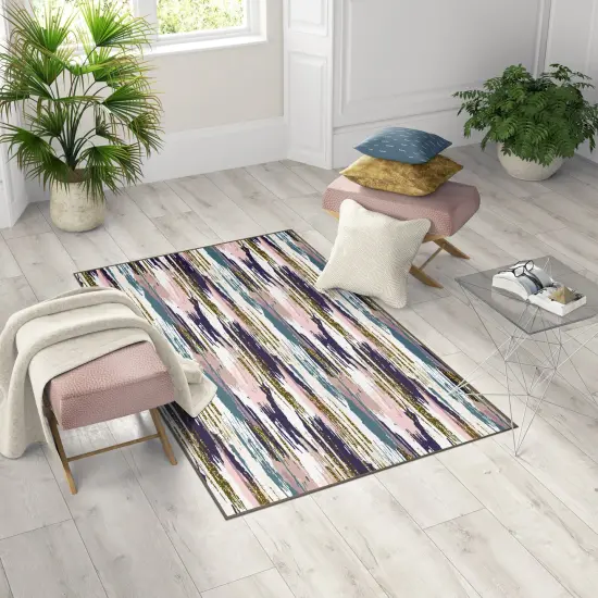 Deerlux Modern Living Room Area Rug with Nonslip Backing, Abstract Brushstrokes and Glitter Pattern {3}