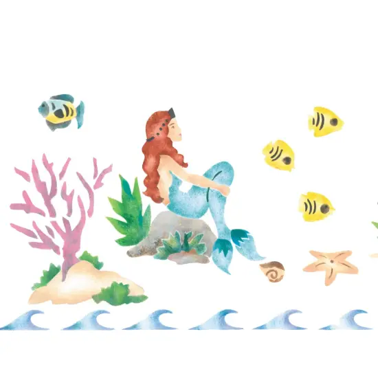 Mermaids Wall Stencil | 2592 by Designer Stencils | Reusable Art Craft Stencils for Painting on Walls, Canvas, Wood | Reusable Plastic Paint Stencil for Home Makeover | Easy to Use & Clean Art Stencil {2}
