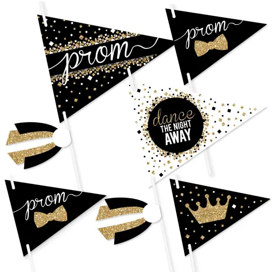 Big Dot of Happiness Prom - Triangle Prom Night Party Photo Props - Pennant Flag Centerpieces - Set of 20 {1}