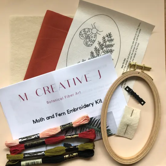 MCreativeJ Moth and Fern - Intermediate 3D Hand Embroidery DIY Craft Kit {3}