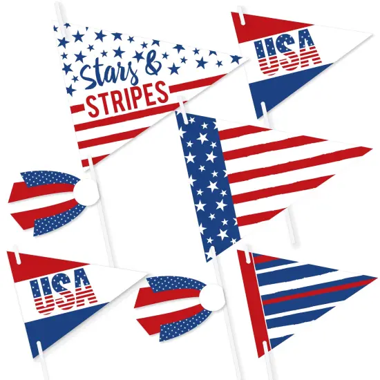 Big Dot of Happiness Stars & Stripes - Triangle Patriotic Party Photo Props - Pennant Flag Centerpieces - Set of 20 {1}