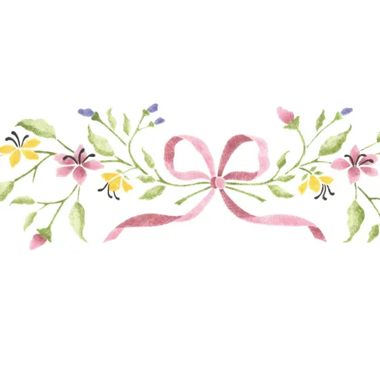 Bow and Flowers Wall Stencil | 2706 by Designer Stencils | {2}