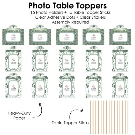 Big Dot of Happiness Boho Botanical - Greenery Party Picture Centerpiece Sticks - Photo Table Toppers - 15 Pieces {6}