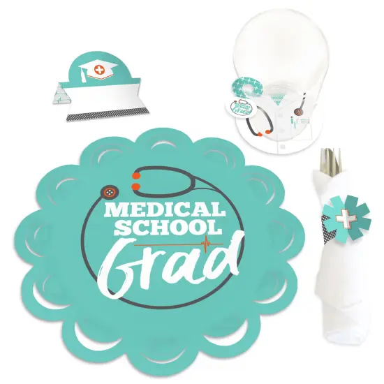 Big Dot of Happiness Medical School Grad - Doctor Graduation Party Paper Charger and Table Decorations - Chargerific Kit - Place Setting for 8 {1}