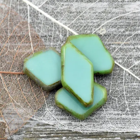 19x13mm Turquoise Picasso Table Cut Diamond Beads {6}