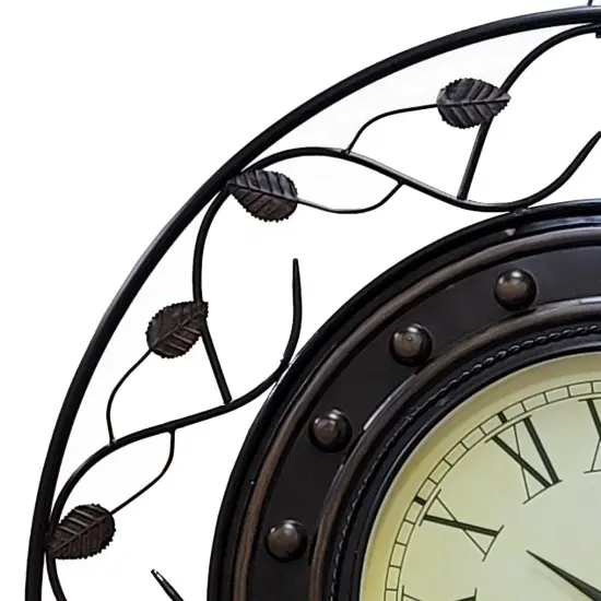 Vintage Roman Numerical 36 in Wall Clock with Elegant Black Metal Leaf Design Frame - for Dining, Living Room, or Kitchen - Antique Style, Large Numbers, Unique Wall Art, Traditional Clock {4}