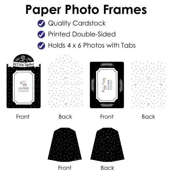 Big Dot of Happiness Mr. and Mrs. - Black and White Wedding or Bridal Shower 4x6 Picture Display - Paper Photo Frames - Set of 12 {6}
