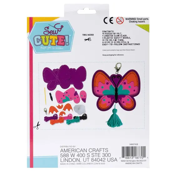 Colorbok Sew Cute! Felt Backpack Clip-Butterfly Tassel {2}