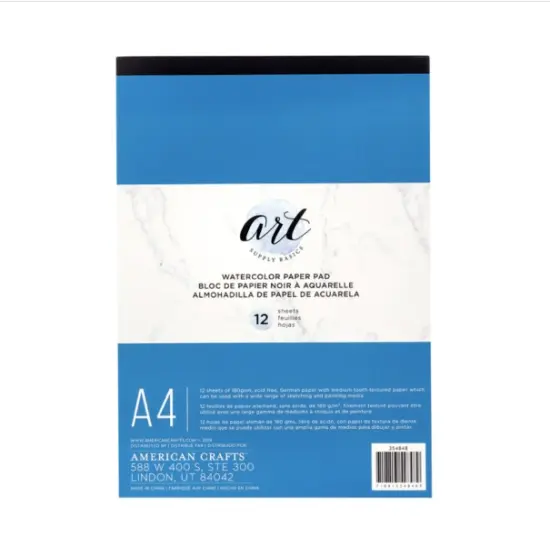 PAPER PAD - AC - ART SUPPLY BASICS - A4 - SKETCH PAD - WATERCOLOR - 12 SHEETS 354848 {2}