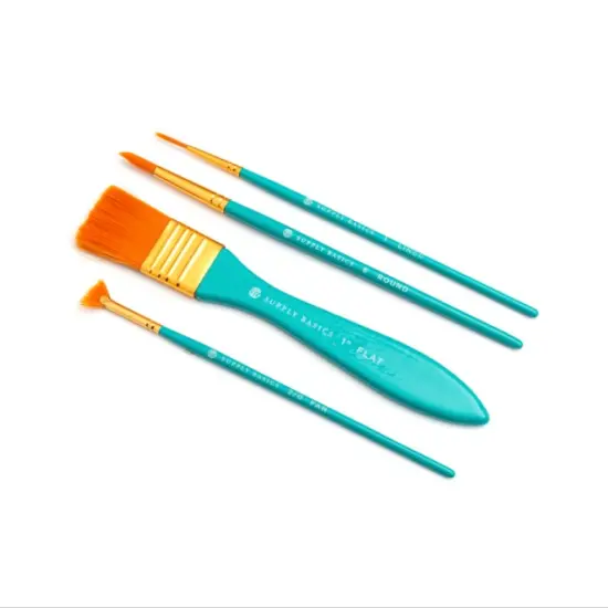 PAINT BRUSHES -AC- ART SUPPLY BASICS - ACRYLIC - TAKLON BRISTLES (10 Pc) 354837 {2}