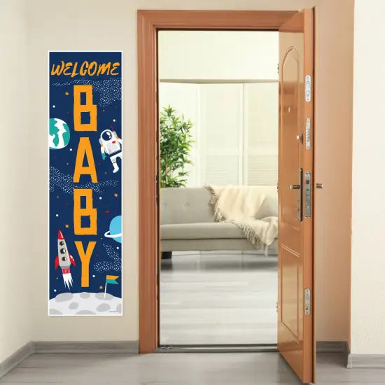 Blast Off to Outer Space - Rocket Ship Baby Shower Front Door Decoration - Vertical Banner {7}