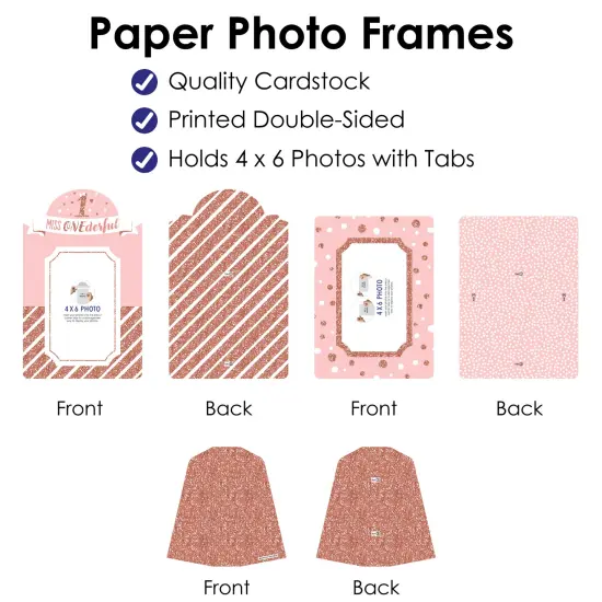 Big Dot of Happiness 1st Birthday Little Miss Onederful - Girl First Birthday Party 4x6 Picture Display - Paper Photo Frames - Set of 12 {6}