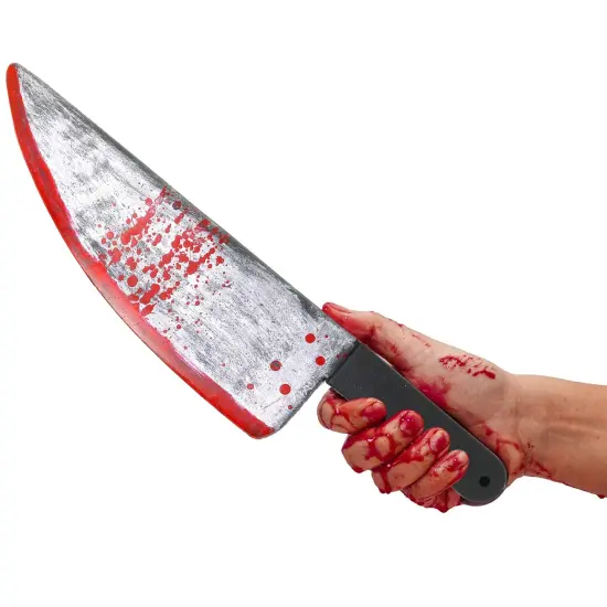 - Large Bloody Knife 16" Long, Prank Toy, Fake Plastic Blade with Stains Costume Prop for Halloween Haunted House April Fools {4}
