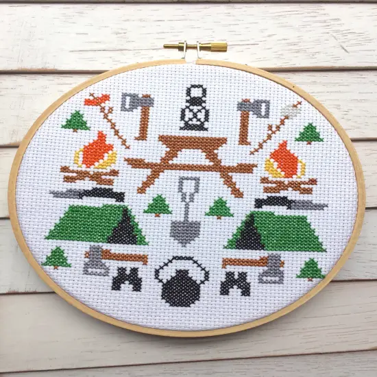 Camping Counted Cross Stitch DIY KIT Intermediate {2}