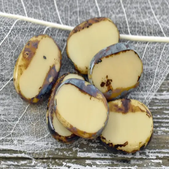 14x19mm Beige Picasso Table Cut Oval Beads {1}