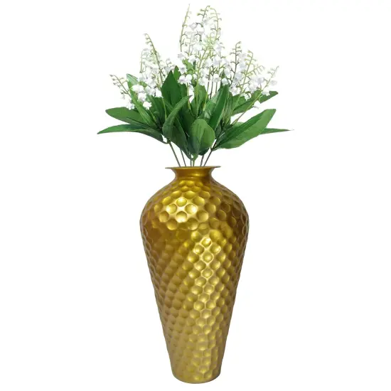 Decorative Modern Gold Metal Hammered Floor Vase - Elegant 25-Inch-Tall Bottle Shape for Entryway, Living Room, or Dining Room Perfect for Home Decor, Interior Design, Flower Arrangement Display {1}
