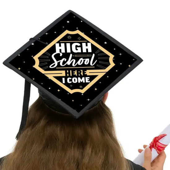 Big Dot of Happiness High School Here I Come - Middle School Graduation Cap Decorations Kit - Grad Cap Cover {6}