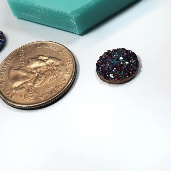 Circle Druzy Less Chunky 12mm Cabochon Silicone Mold 2 Pairs(B4) {2}