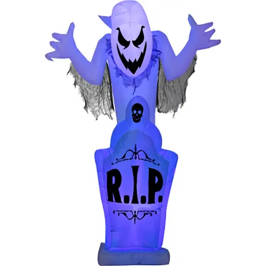 5' Gemmy Airblown Inflatable Short Circuit Halloween Ghost on Tombstone 223300 {1}