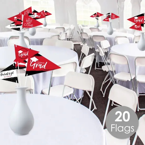 Big Dot of Happiness Red Grad - Best is Yet to Come - Triangle Red Graduation Party Photo Props - Pennant Flag Centerpieces - Set of 20 {3}
