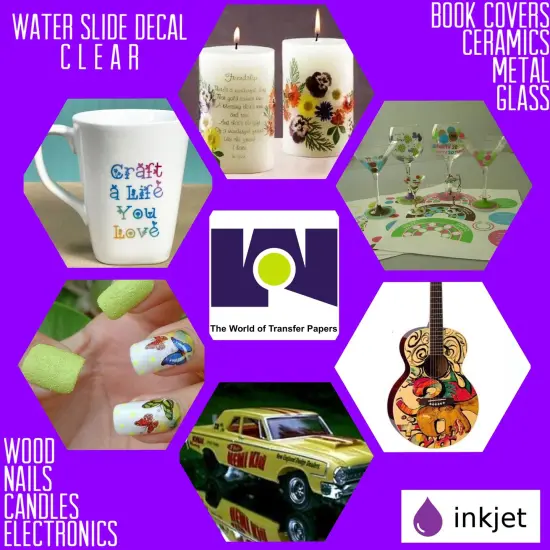 INKJET CLEAR WATERSLIDE FILM Model, Ceramic, Decal Paper 5 sheets 8.5"x11" {1}