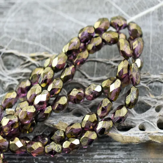 *20* 5x7mm Bronze Lustered Violet Fire Polished Faceted Oval Beads {2}
