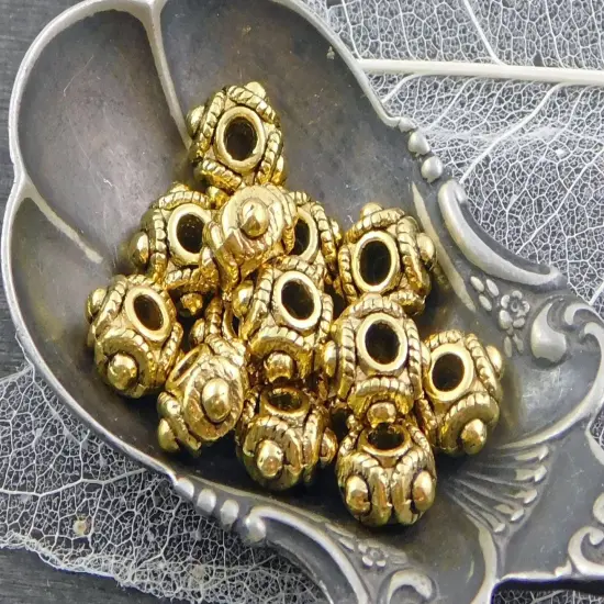 *50* 8x5mm Antique Gold Rounded Rondelle Spacer Beads {5}